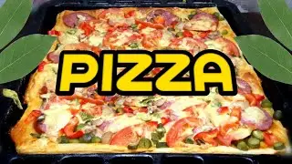 Pizza on puff pastry with mushrooms