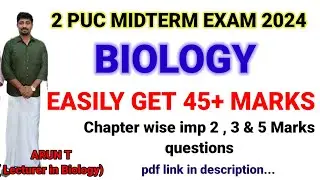 2 PUC Biology midterm examination 2024 topic wise important questions