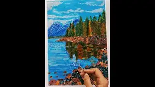 Beautiful Mountain Island - Acrylic Painting Tutorial Step by Step