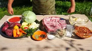 Украинский Борщ в узбекском казане. 