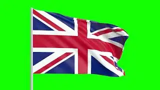 United Kingdom Flag Flapping in wind Green Screen Digitally Created - Video Loop