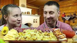МУКБАНГ ЖАРЕНАЯ КАРТОШКА | MUKBANG FRIED POTATOES IN RUSSIAN 
