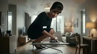 The giantess tackles her ironing