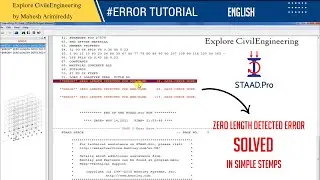 zero length detected error in staad pro || STAADPRO TUTORIALS || ER.Mahesh Arimireddy