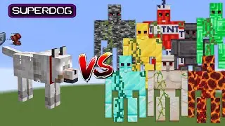 SuperDog vs ALL GOLEMS - Minecraft Mob Battle