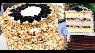 Unbelievably Delicious Cake! Sponge Cake with Prunes and Walnuts.
