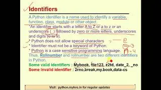 #2 python Token, Keyword, Identifiers