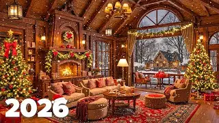 Cozy Living Room in Christmas 2026 - Crackling Fireplace & Relaxing Piano Christmas Music for Sleep