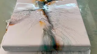Acrylic pouring with Satin Enamel & Gold,  Dutch Pour Pearl Cell Acrylic Pour Abstract Art Fluid Art