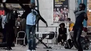 Tye Tribett and Ray Bady learning Quincy Whetstone's dance moves