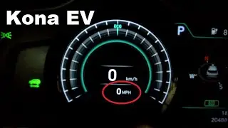 Kona Kia Niro EV Electric KM/H and MPH dual speedometer display - English + French menus