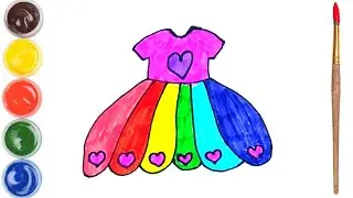 Draw and Color a Pretty Dress With Hearts 👗❤️🧡💛💚💙💜🌈 Drawings For Kids
