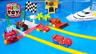 Cars in the pool Race track for Lightning McQueen and his friends