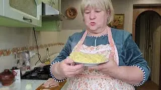 Вареники с картошкой. Поджарка из куриного филе.