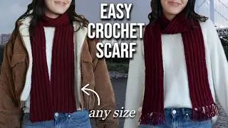 Easy Crochet Scarf Tutorial for Beginners | Crochet Ribbed Scarf with Tassels