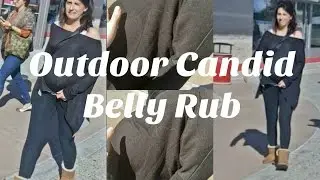 Candid: Outdoor Pregnant Belly Rub of A Cute Mom To Be And Her Huge Baby Bump