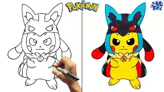Pikachu Drawing || How to draw Pikachu cosplay Mega Lucario