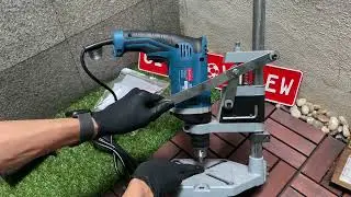 How to convert a Dong Cheng impact hand drill to table top drill press