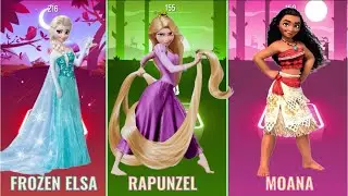 Who is the best dancer here? Elsa Vs Rapunzel Vs Moana in Tiles Hop EDM