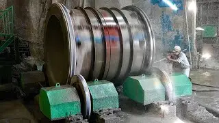Process of making giant concrete pipes. A factory in Japan uses centrifugal force to make the pipes.