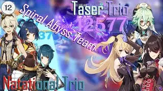Genshin Impact 2.8 Spiral Abyss Floor 12 - Trio National & Taser 4 Star Characters Only (9 Stars)