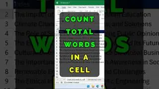 Count total words in a cell #endlessknowledge #exceltech #exceltips