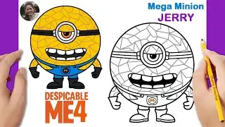 How to draw Mega Minion Jerry easy | Despicable Me 4 Drawing