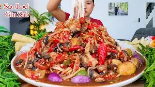 กินส้มตำปลาร้าหอยโข่งเผ็ดๆ ‼️ขนมจีนเหนียวนุ่ม ชะอมแซ่บๆจ้า | Mukbang
