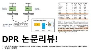 ODQA에서 in-batch-negative + BM25 hard negative는 효과적이다! | DPR  논문 리뷰 | EMNLP 2020 | 김강민