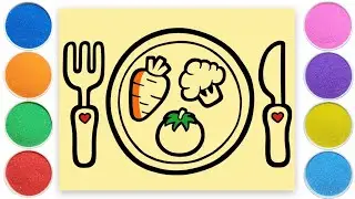 Vegetables Plate Sand Painting, drawing and coloring for kids and toddlers