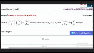 MTH501 Quiz 1 Solution Spring 2024 || MTH501 - Linear Algebra || VU Zone