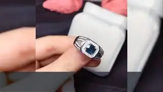 New Style Natural Sapphire Cz Diamonds Mens Ring