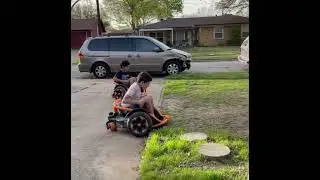 Driveway craziness 😜 My oldest son with my 3 youngest grandsons .