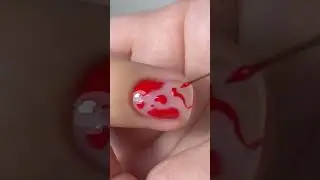 Quick nail design with red gel polish on short nails 
