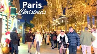 Paris France, Christmas in Paris, Champs Elysées Christmas lightings and decoration - 4K HDR 60 fps