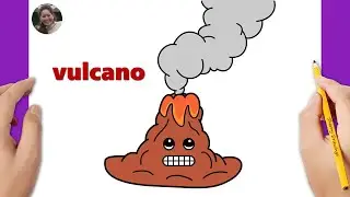 How to draw a vulcano easy | Volcano eruption drawing