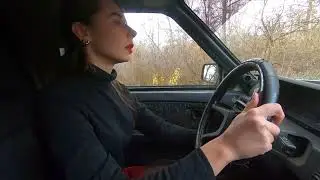 Nastya revving old ZAZ van and trying to drive - part 2