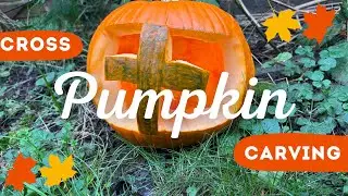 cross carving on  pumpkin