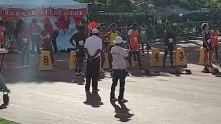 Flying Angeles Champ U18 Men 100m finals, Jelani Ellison 10.56 Jordon Lewis 10.69 Gavyn Small 10.73