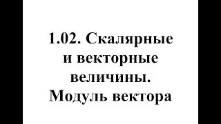 Физика. Тема 1.02. Скалярные и векторные величины. Модуль вектора