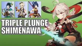 Kazuha Triple Plunge Shimenawa Sacrificial Sword Showcase | Genshin Impact v2.7