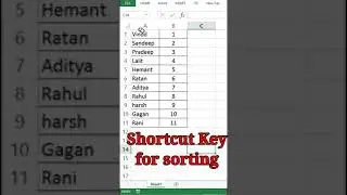 Shortcut Key for sorting
