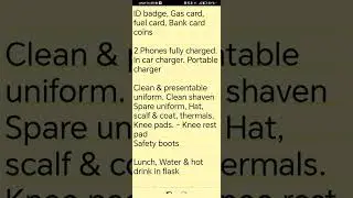 GAS ENGINEERS TOOLS & MATERIALS DAILY CHECK LIST