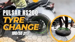 180/55 R17 tyre installation in bajaj pulsar ns200 | Best used tyre shop in dehradun | #motovlog
