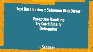 Selenium WebDriver | Exception Handling | Try Catch Finally | Debugging