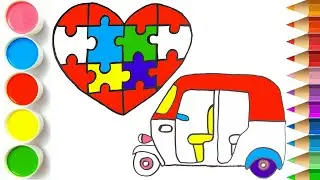 How to Draw Auto Rickshaw | Doctor's Bag | Heart Puzzle | How to Draw easydrawing  #drawing #how