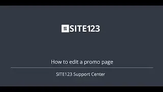 SITE123 - How to edit a promo page