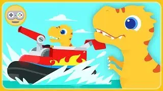 Boats and Dinosaurs - Marine patrol of T-Rex Dino saves friends * Cartoon game for kids by Yateland