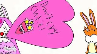 inflation bunny girl blow a heart balloon to kristina bunny