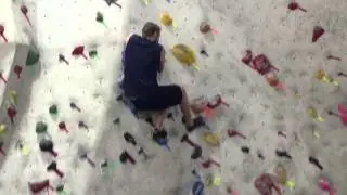 Climbing a V2 at Stronghold Gym